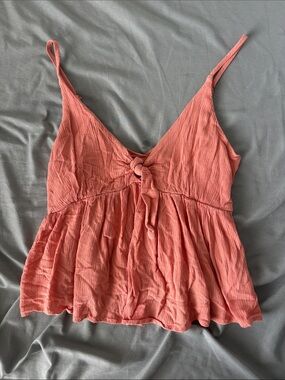 Hurley Women’s Coral Tie-Front Spaghetti Strap Top